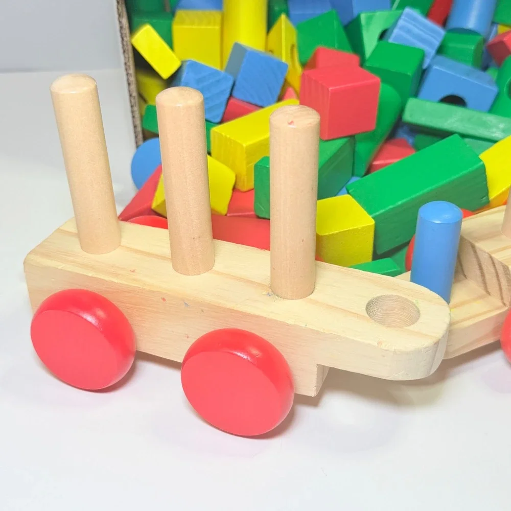 Melissa & Doug Classic Toy Stacking Train Wooden Building Blocks Set 1000183